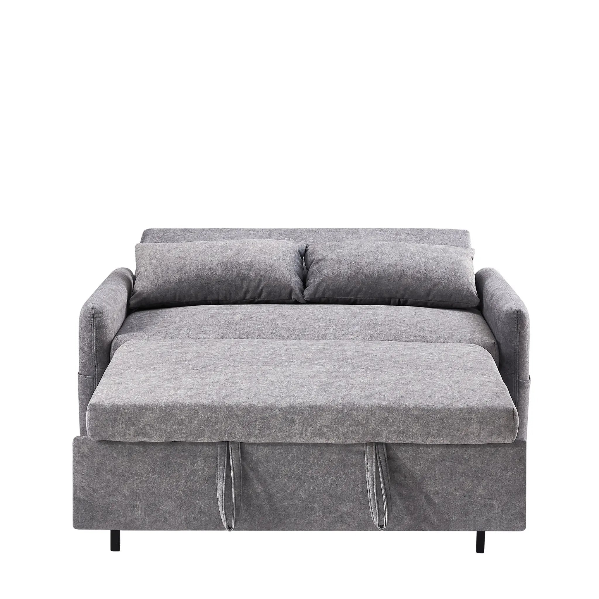 Pull Out Sleep Sofa Bed Loveseats Sofa Couch With Adjsutable Backrest, Storage Pockets, 2 Soft Pillows, USB Ports For Living Room, Bedroom, Apartment, Office by HouseOfZazla