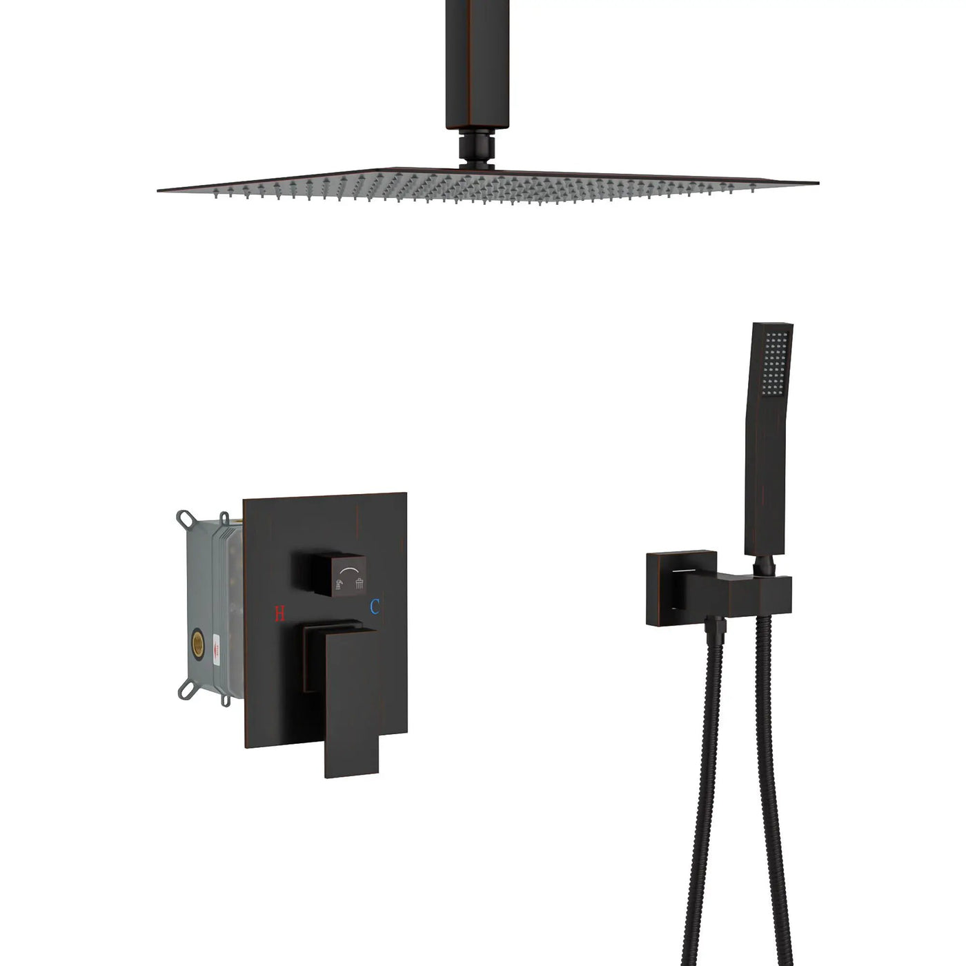 Dual Shower Head System With Ceiling Mount And Rough In Valve by HouseOfZazla