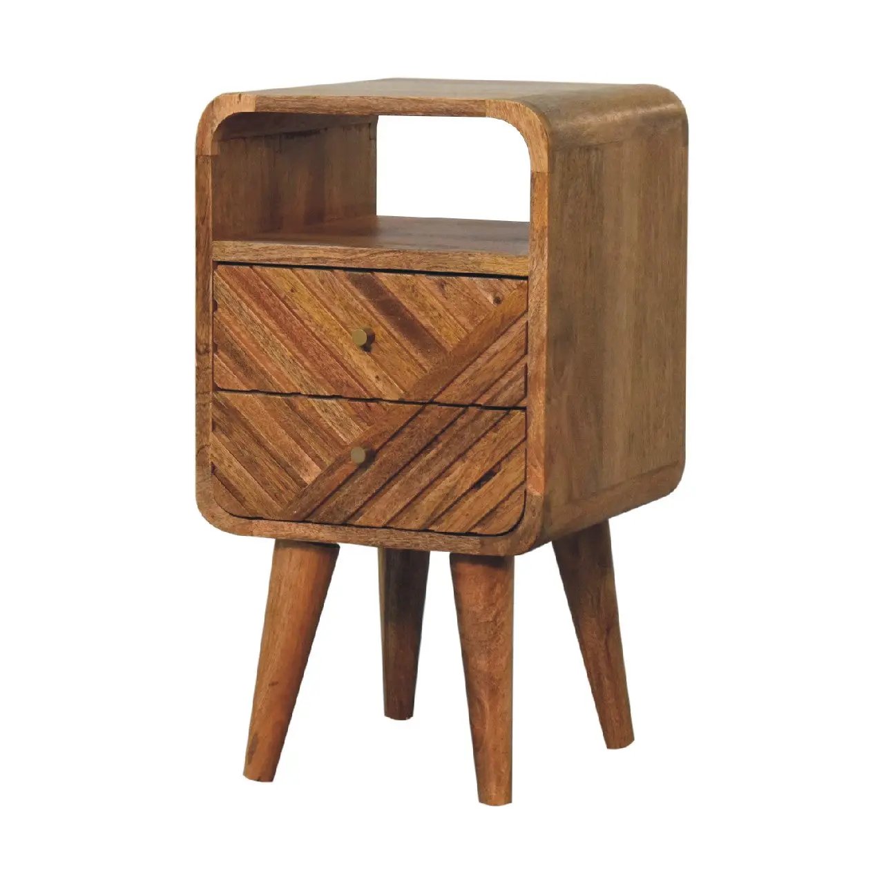 Solid Wood Mini Lille Curved Nightstand by HouseOfZazla