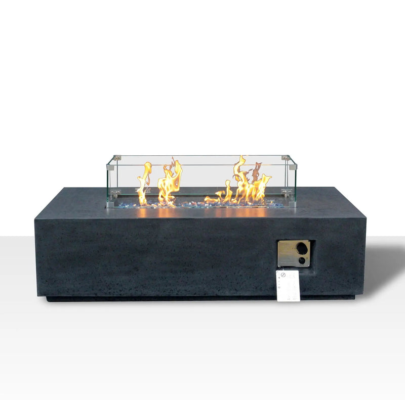 Outdoor Concrete Propane Gas Rectangle Fire Pit Table by Unique Piece Furniture