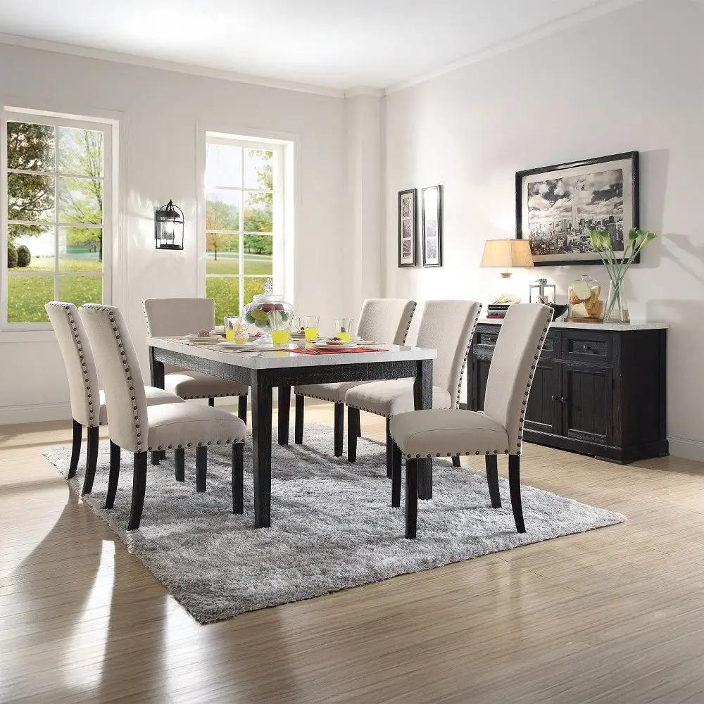 Nolan - Side Chair (Set of 2) - Linen & Salvage Dark Oak by Unique Piece Furniture