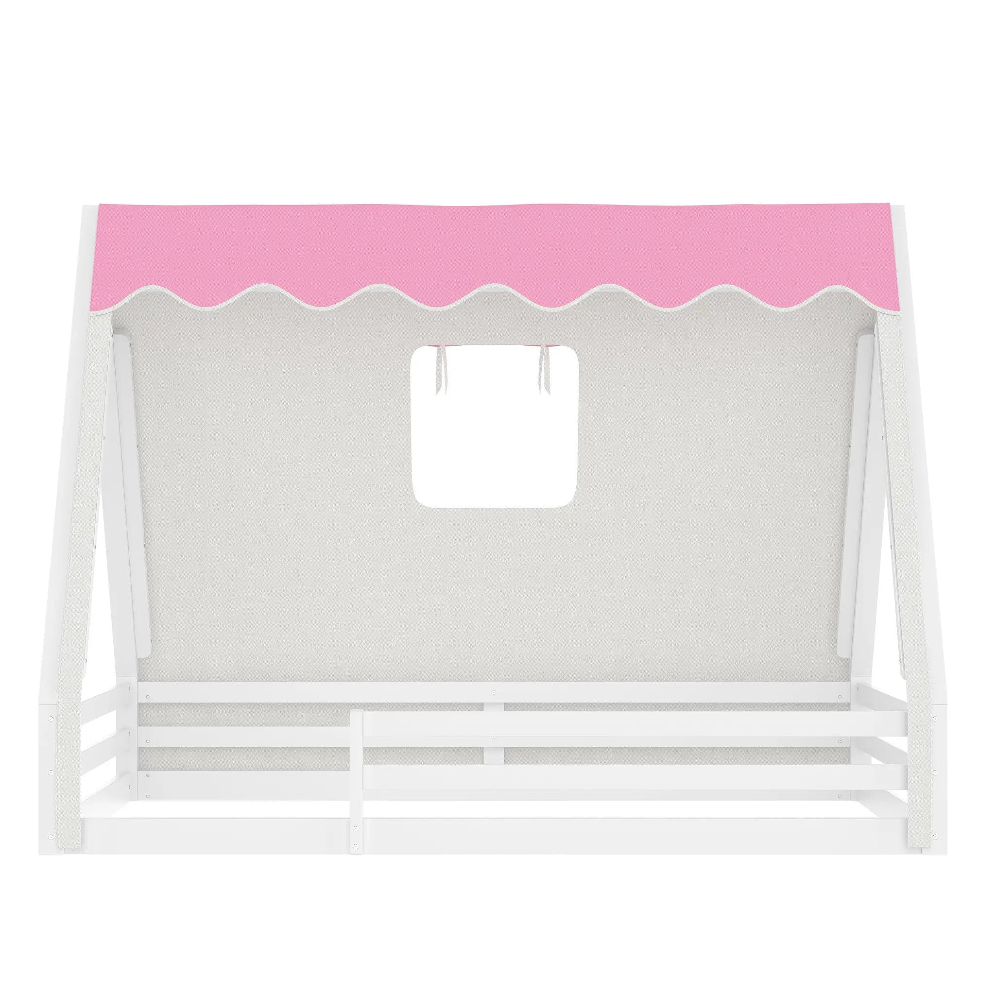 Full Size House Floor Bed with Tent and Light by HouseOfZazla