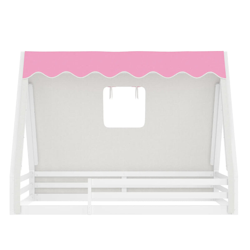 Full Size House Floor Bed with Tent and Light by HouseOfZazla