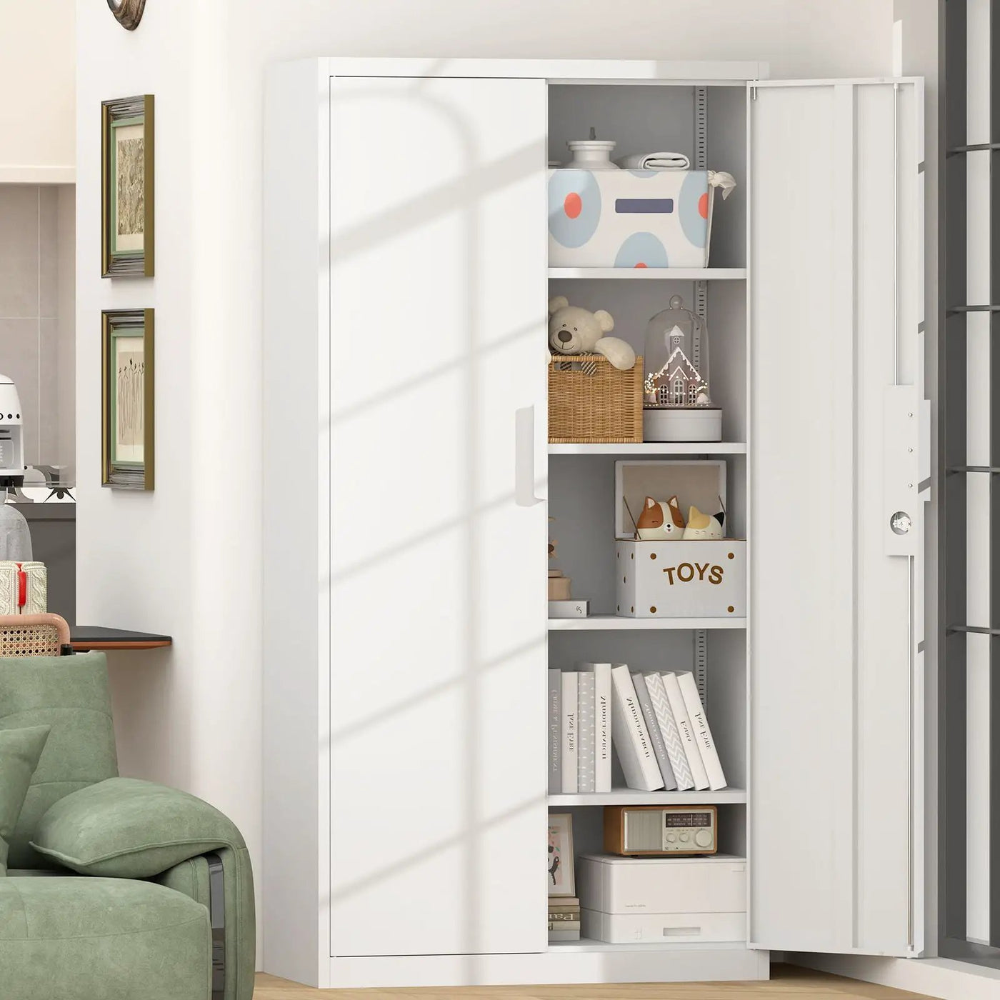 2 Door File Cabinet With Lock, 4 Adjustable Shelves, Heavy-Duty by Unique Piece Furniture