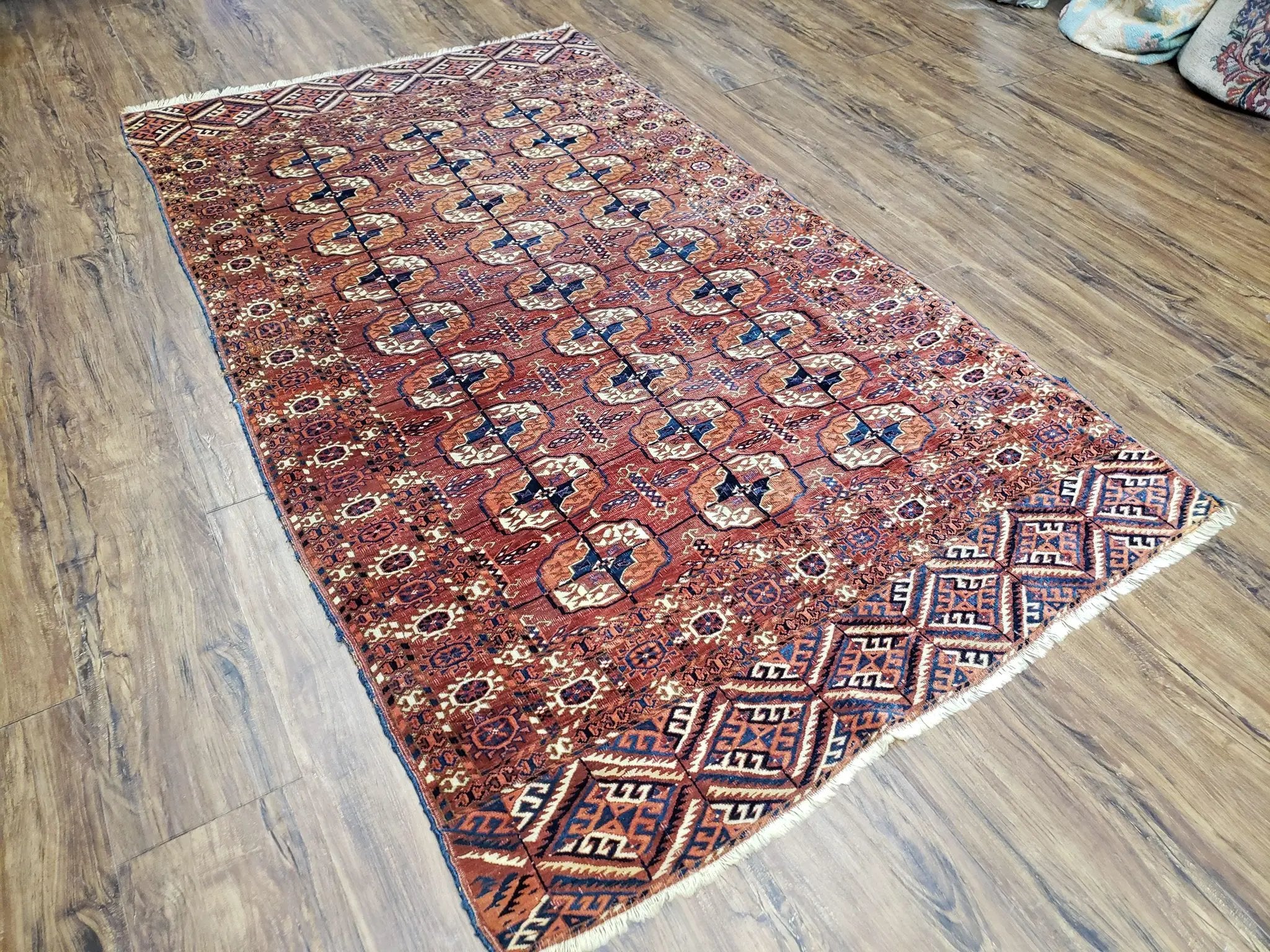 4x7 Antique Yamud Rug Russian Rug Turkoman Rug Fine Weave Rug by Jewel Rugs