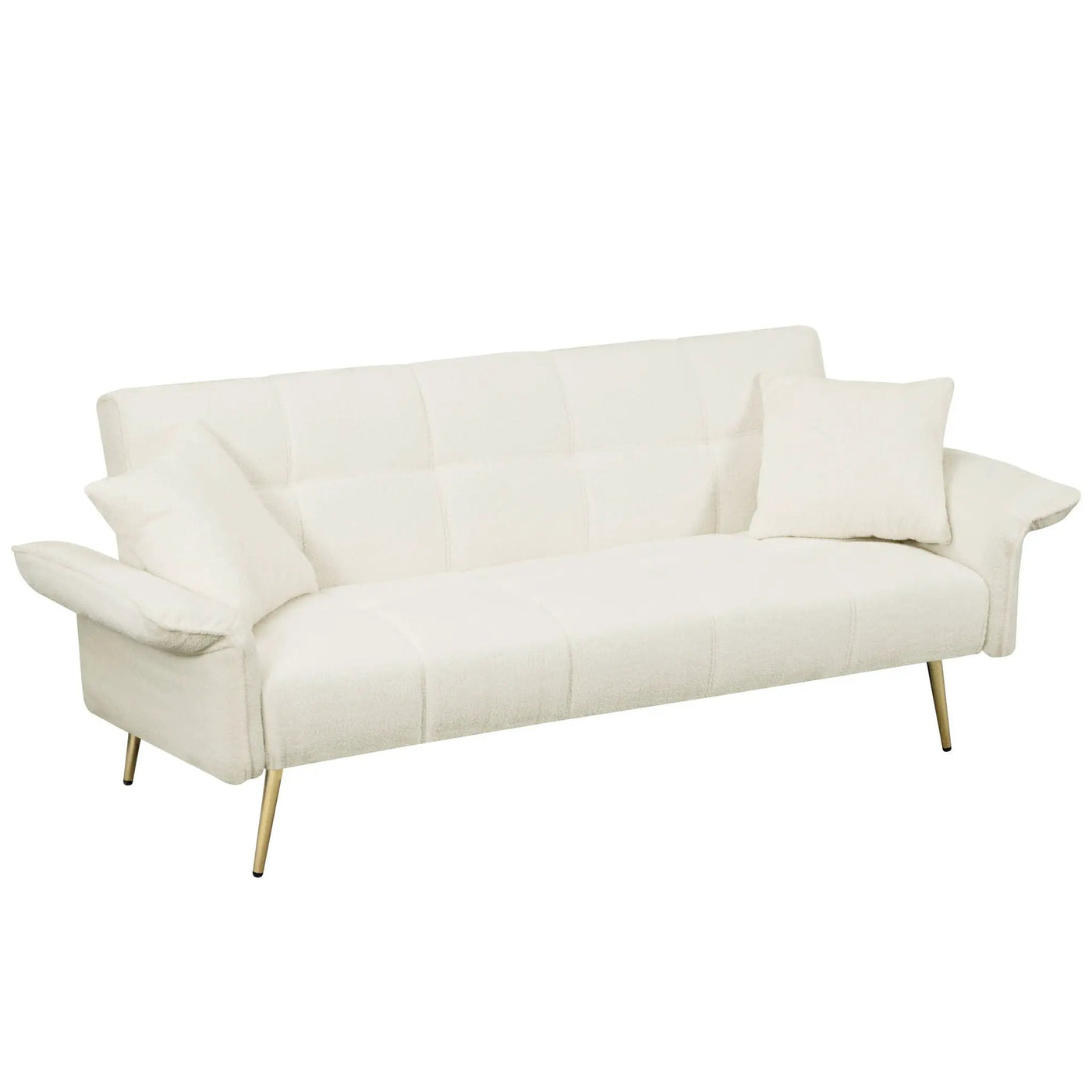 Convertible Double Futon Sofa Bed With Folding Armrests For Living Rooms by Unique Piece Furniture