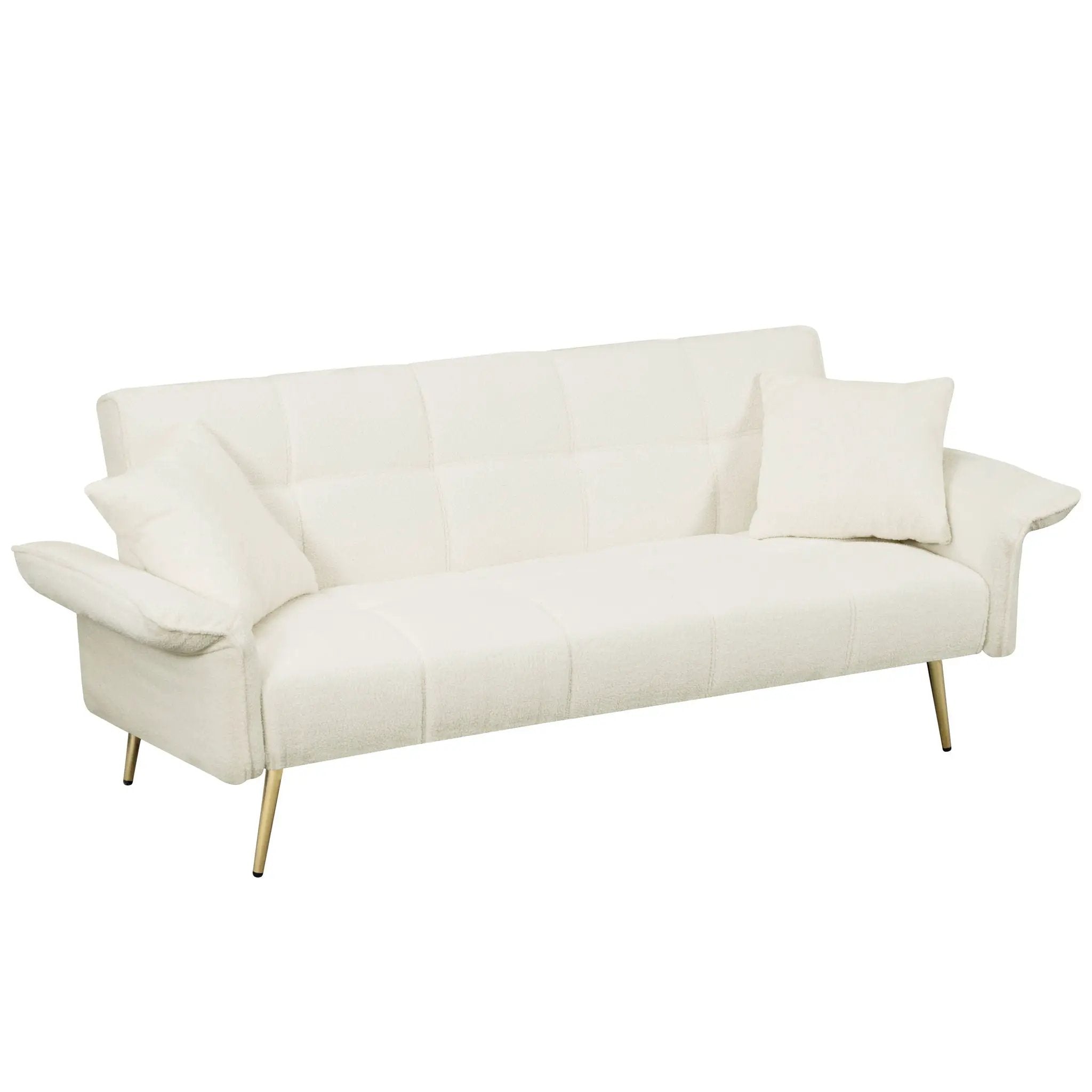 Convertible Double Futon Sofa Bed With Folding Armrests For Living Rooms by Unique Piece Furniture