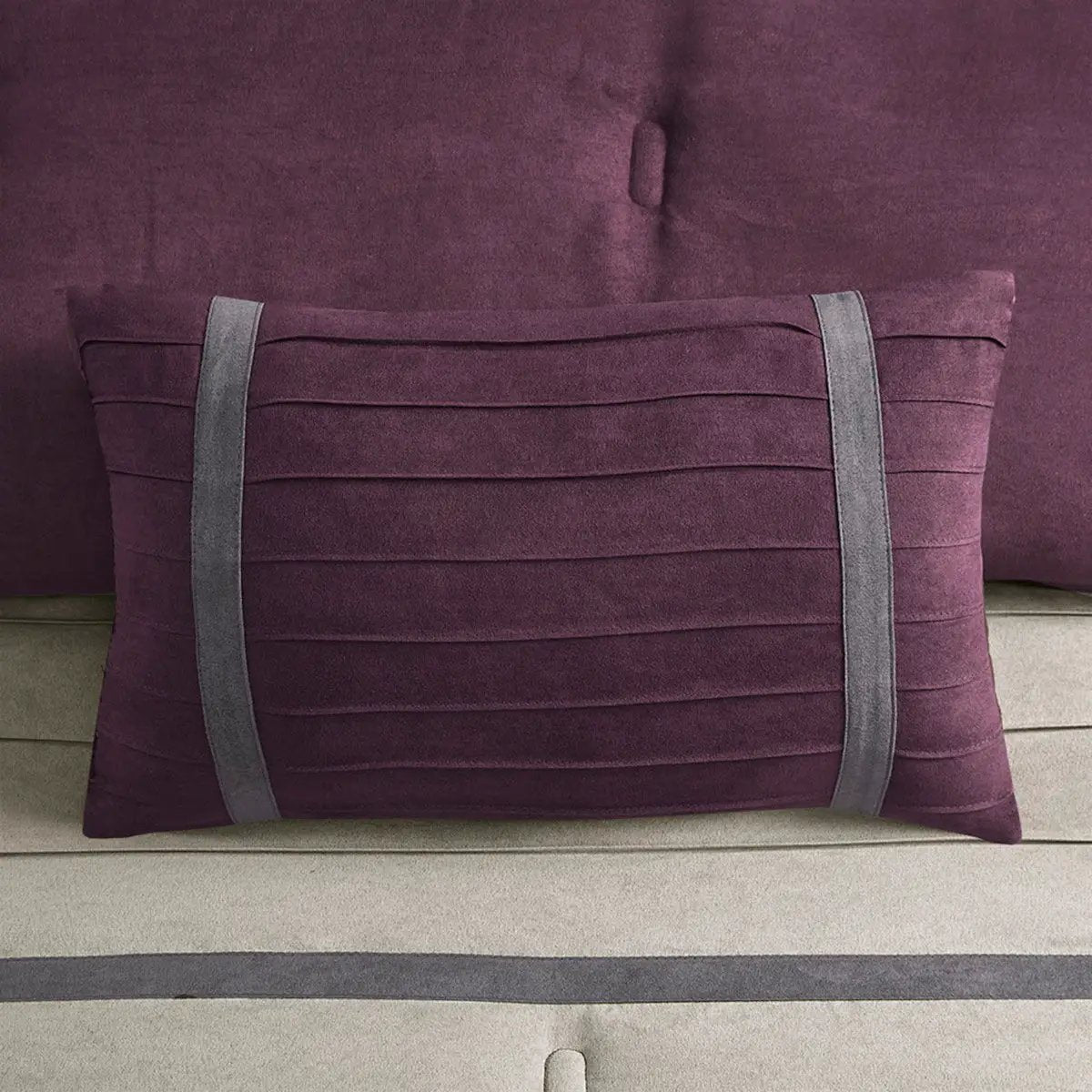 7 PC Pieced Faux Suede Comforter Set Purple King by HouseOfZazla