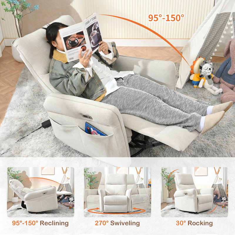 270° Power Swivel Rocker Recliner Chair for Adults by HouseOfZazla