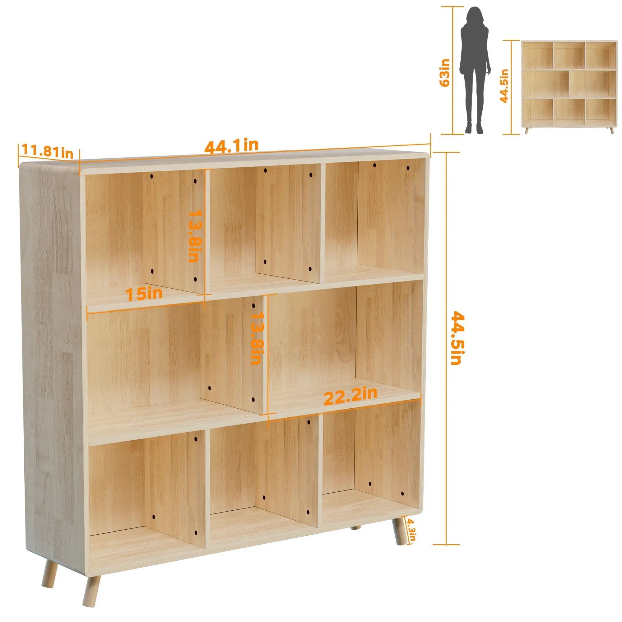 8 Compartment Storage Cabinet With Fixed Shelves For Books - Wood by Unique Piece Furniture
