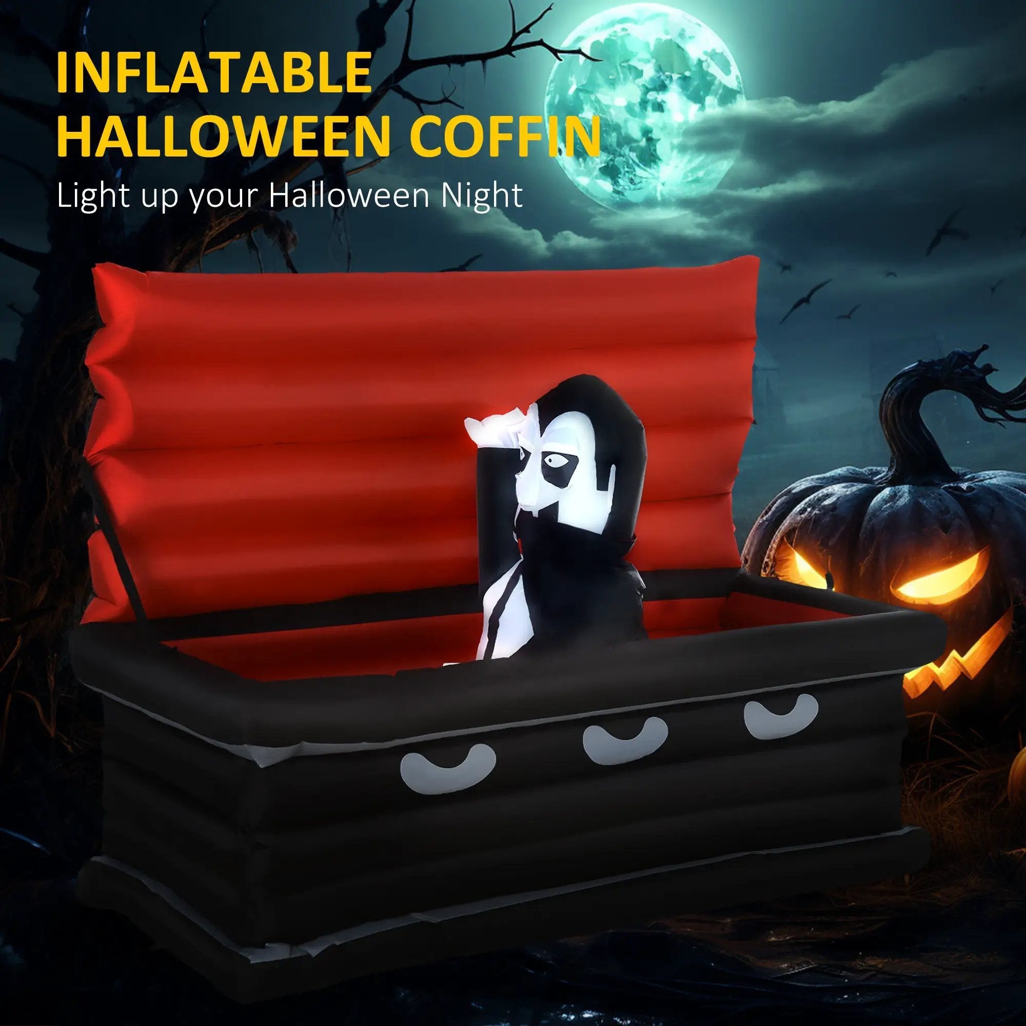 Vampire and Giant Coffin Halloween Inflatable Decoration by HouseOfZazla