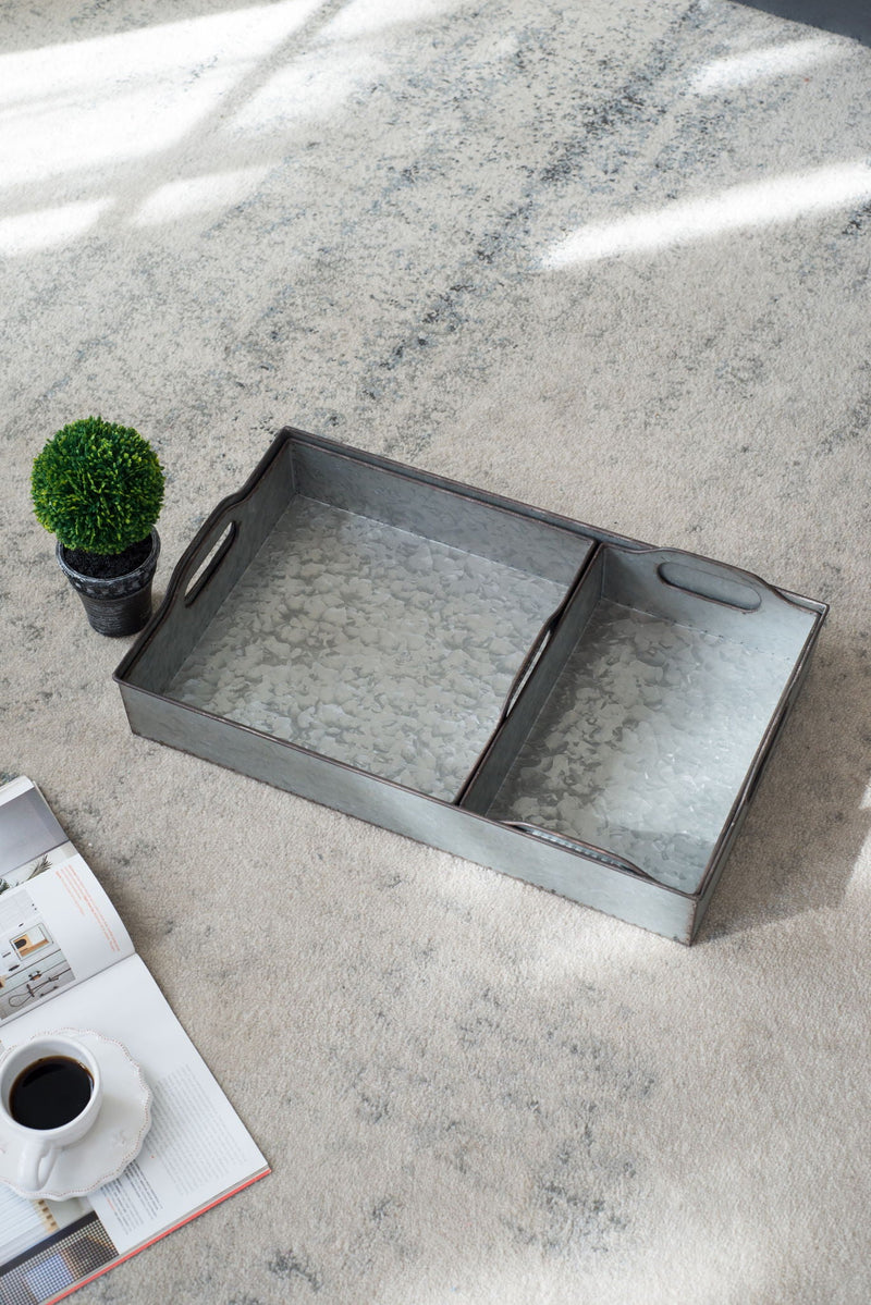 Decorative Galvanized Nesting Trays (Set of 3) - Gray by HouseOfZazla