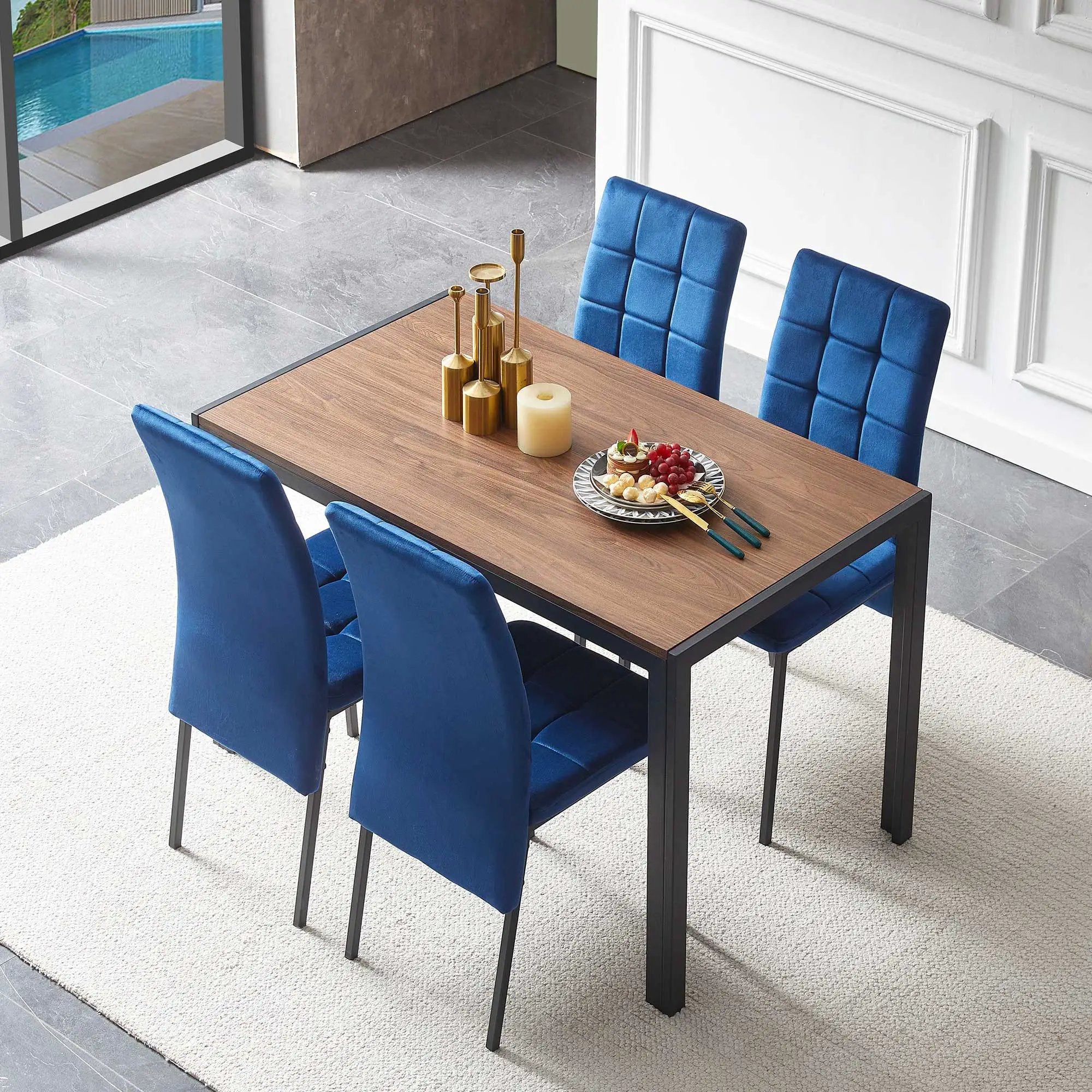 5 Piece Dining Set Including High Back Nordic Dining Chair & Creative Design Dining Table by HouseOfZazla