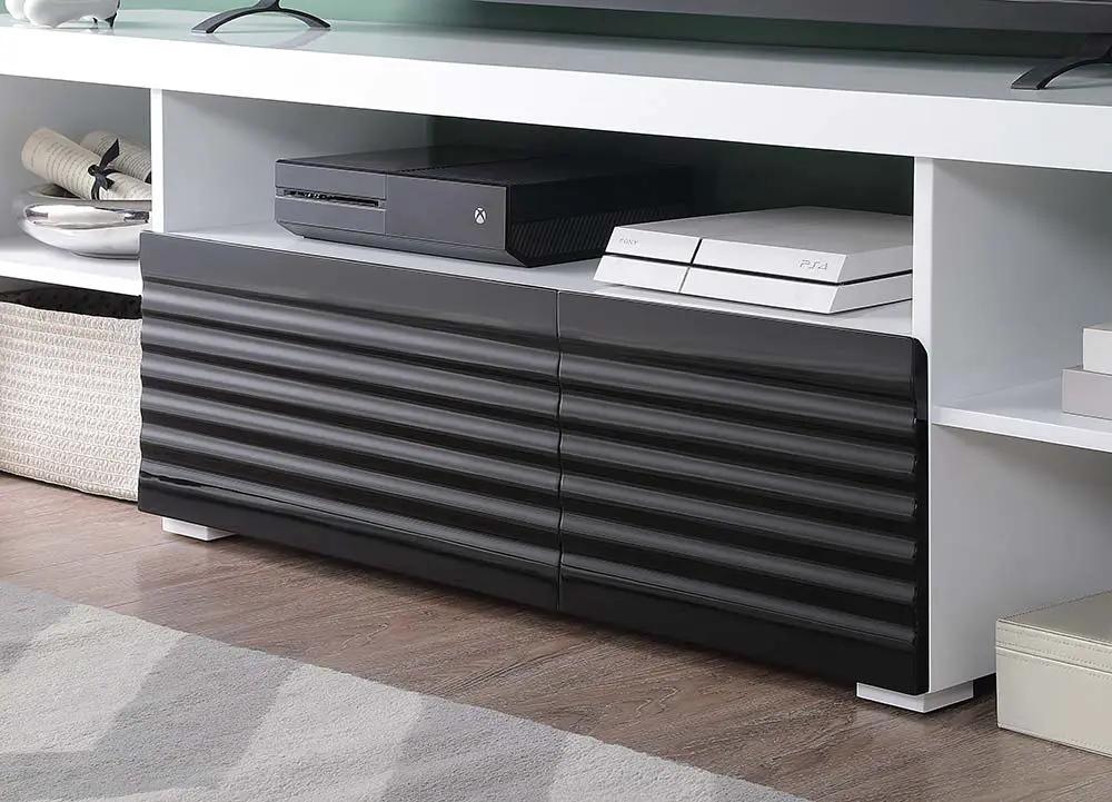 Buck II - TV Stand - White & Black High Gloss by Unique Piece Furniture