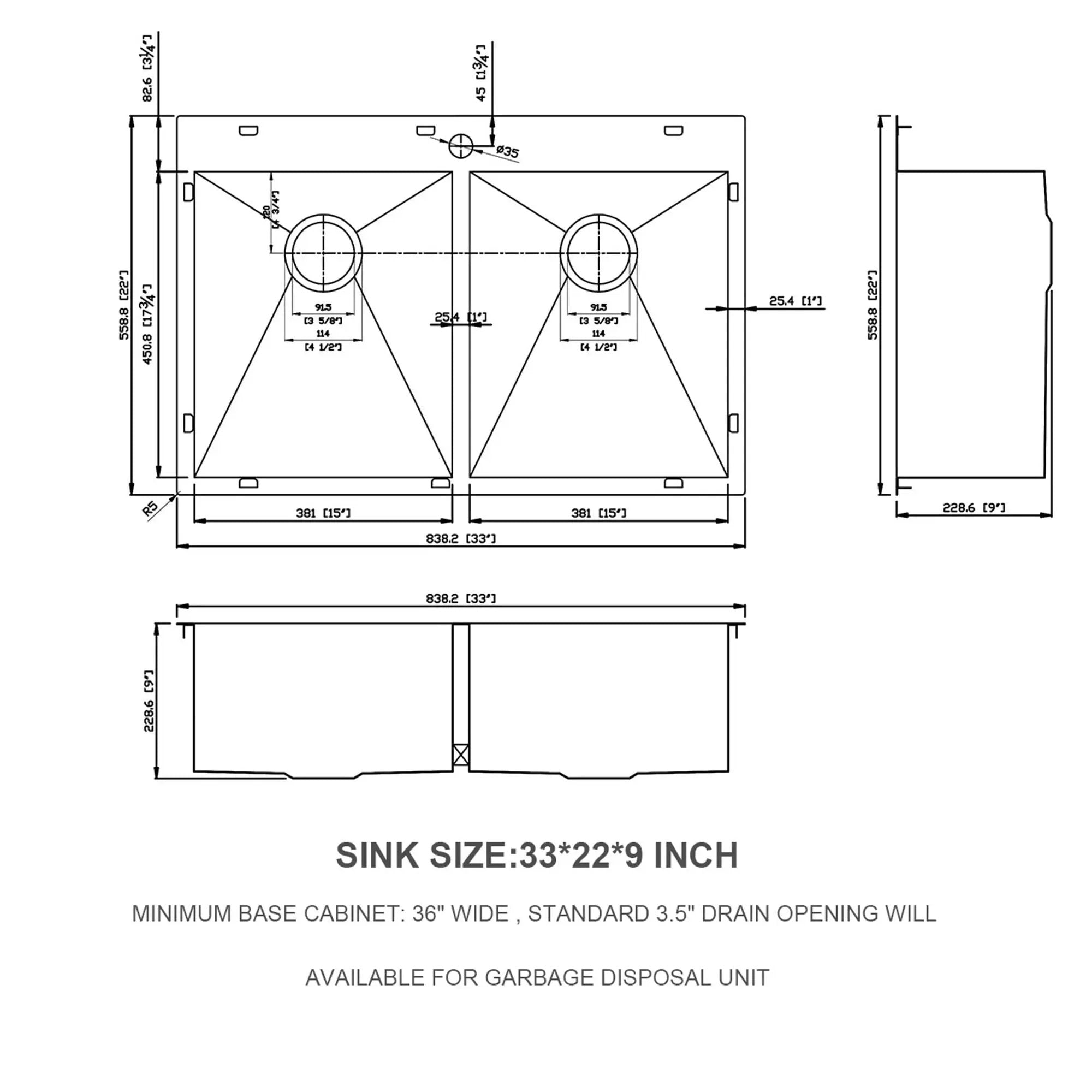 Double Bowl Drop In Sink, Stainless Steel With 50 / 50 Basins 18 Gauge - Brushed Nickel by HouseOfZazla