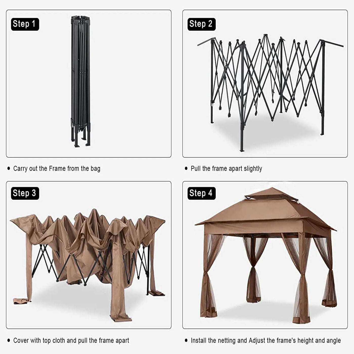 Outdoor Pop Up Gazebo Canopy With 2 Tier Soft Top And Removable Zipper Netting by Unique Piece Furniture