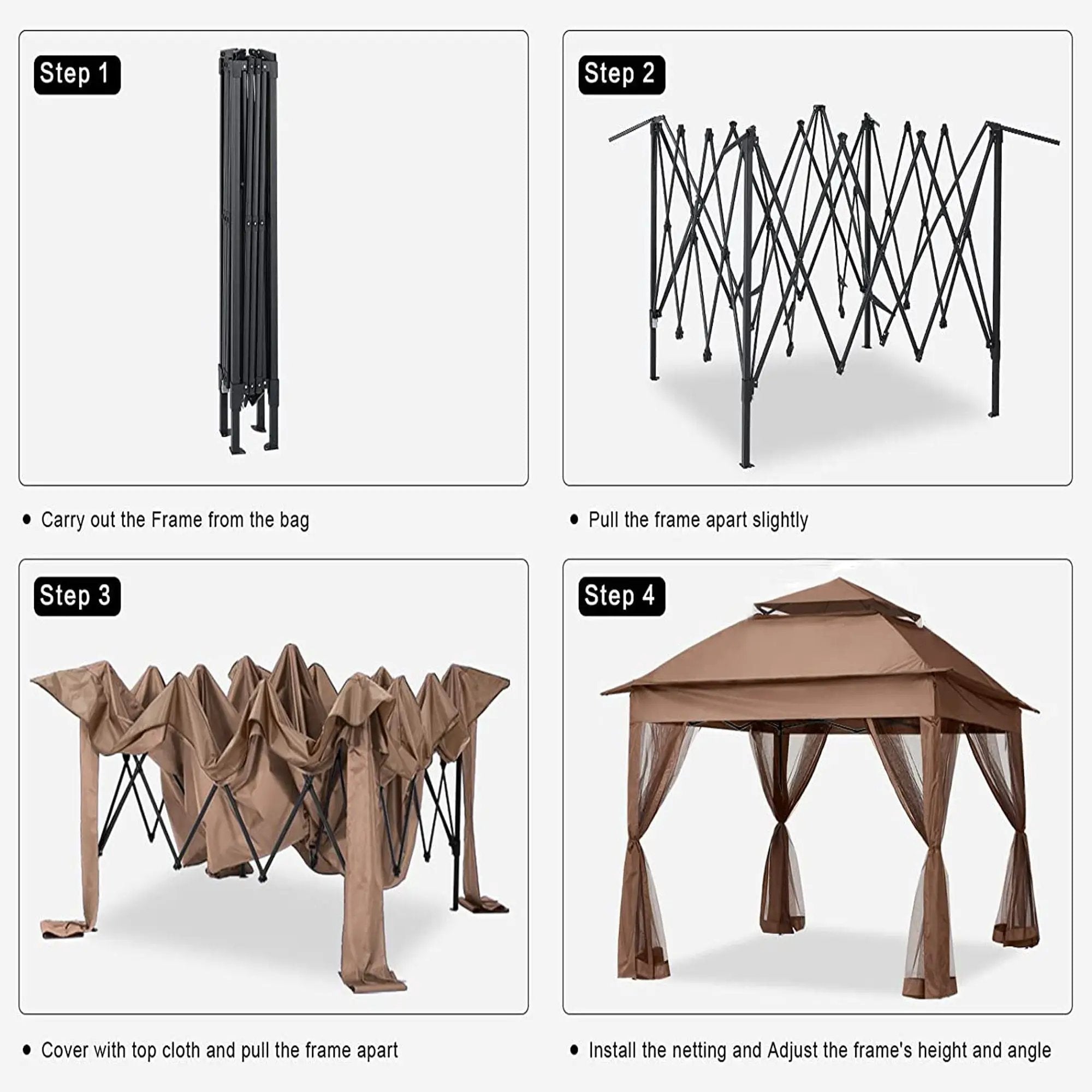 Outdoor Pop Up Gazebo Canopy With 2 Tier Soft Top And Removable Zipper Netting by HouseOfZazla