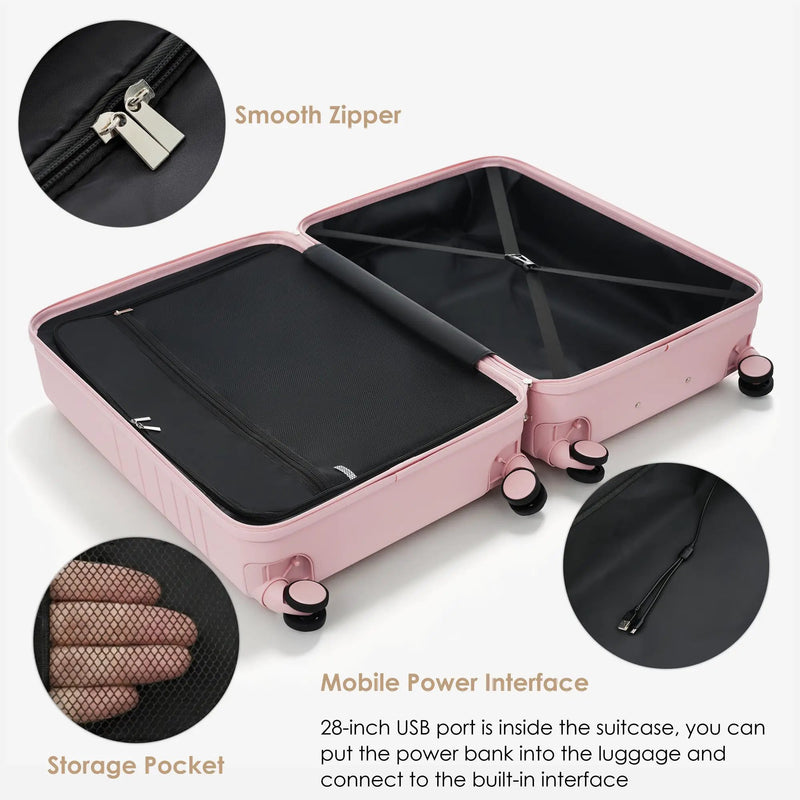 4-Piece Luggage Set with USB Charging Ports by HouseOfZazla