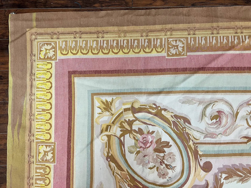 Large Aubusson Rug 11x15, Oversized Gallery Palace Size Flatweave Savonnerie Carpet 11 x 15 ft, Wool Handmade Vintage Elegant European by Jewel Rugs
