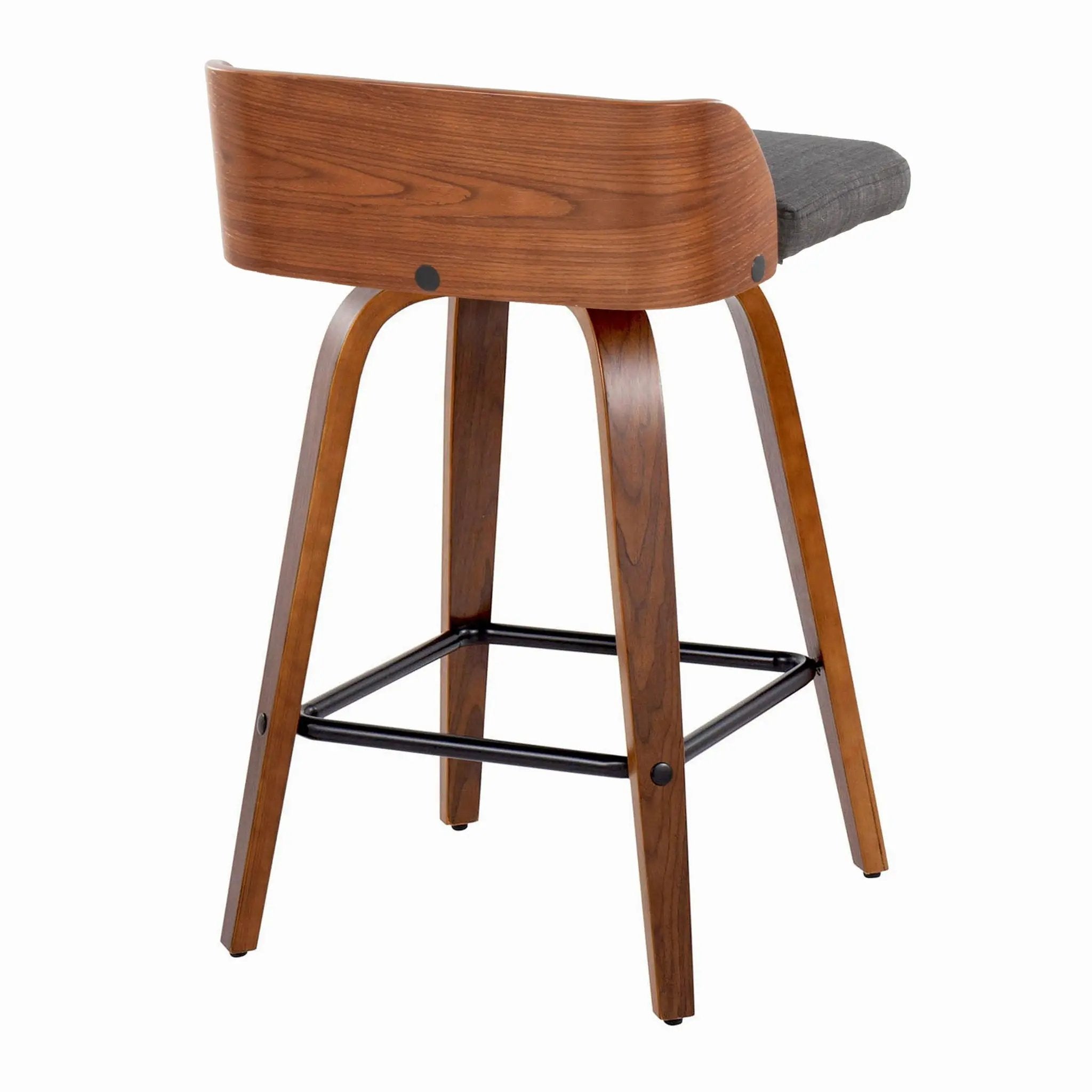 Maya - Mid Century Modern Fixed Height Counter Stool With Swivel And Square Footrest (Set of 2) by HouseOfZazla