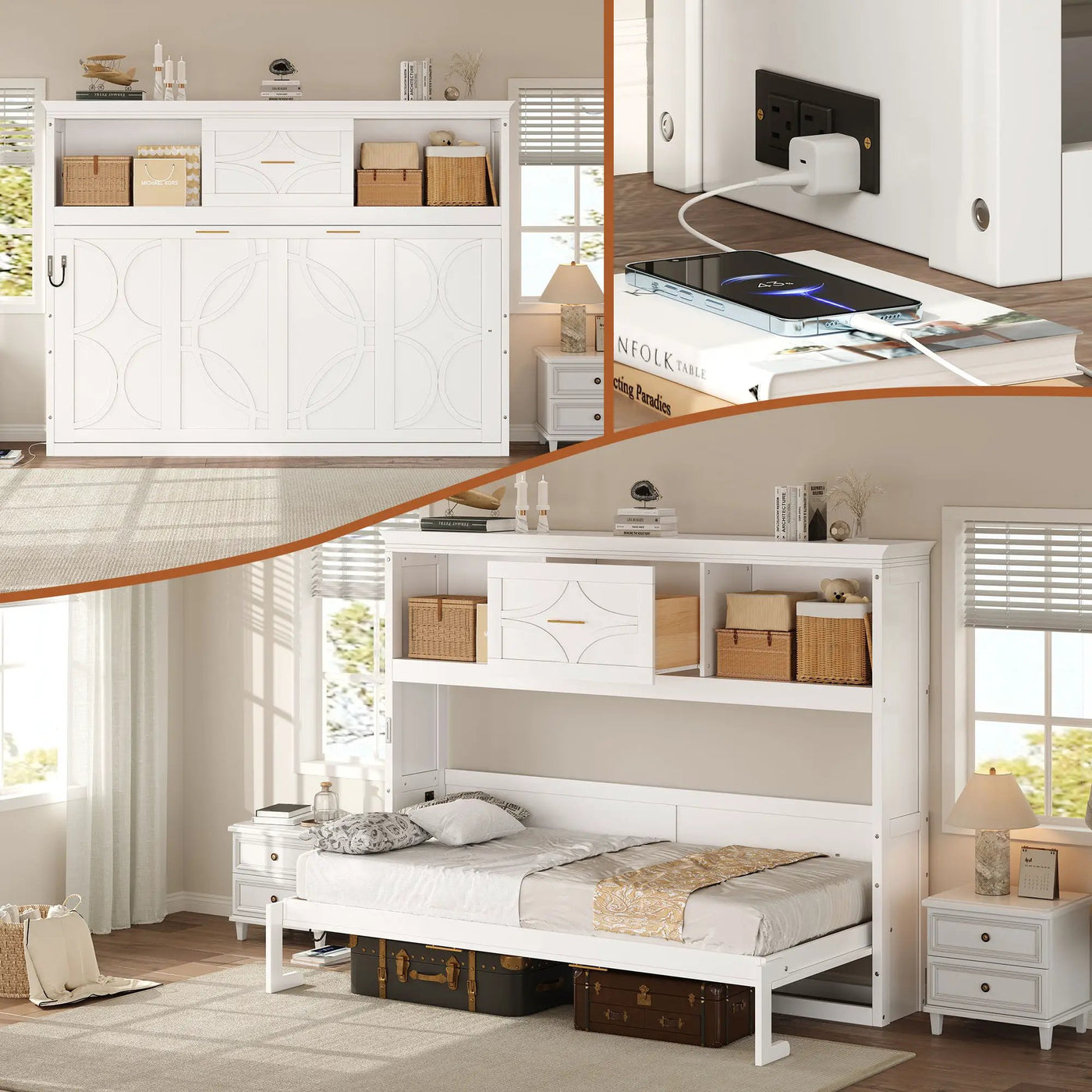 Murphy Bed With Charging Station and Drawer by HouseOfZazla