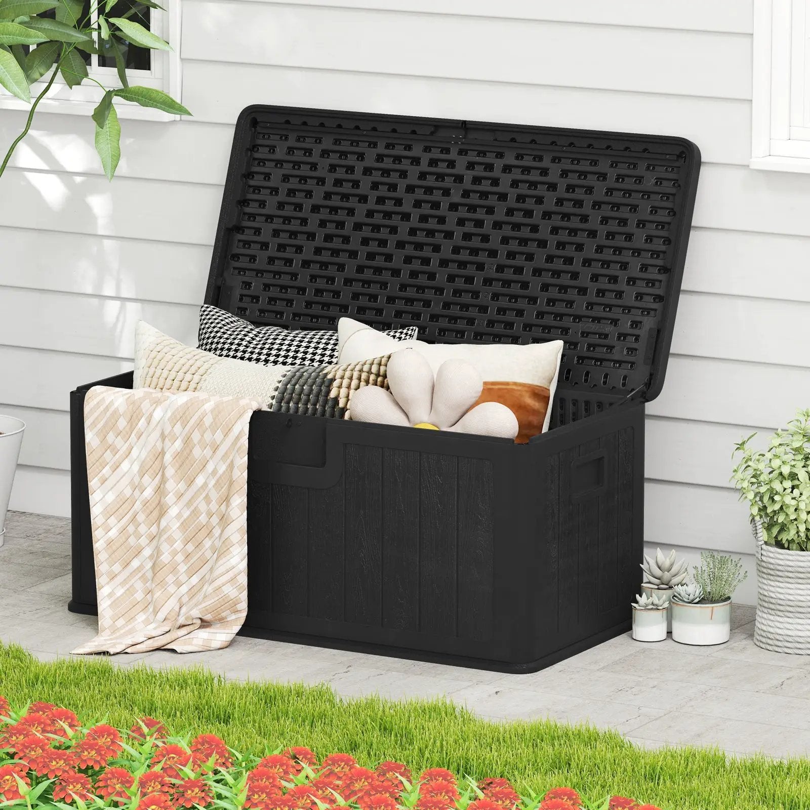 100 Gallon Large Deck Box with Lockable Lid for Patio by DirectDeals