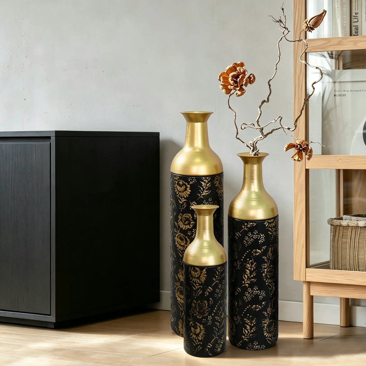 Decorative Metal Vases Set of 3 by HouseOfZazla