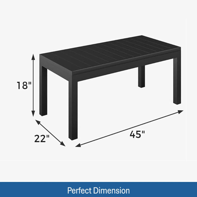 All Weather Slatted Outdoor Coffee Table For Garden - Black by HouseOfZazla