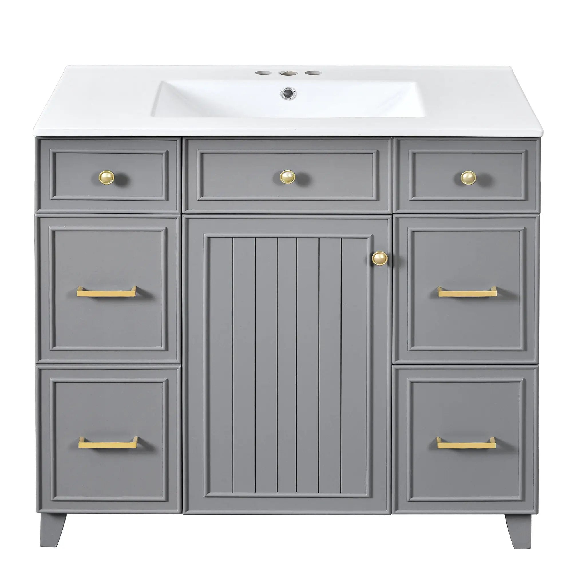 Bathroom Vanity With Ceramic Sink, Soft Close Doors, Adjustable Shelves