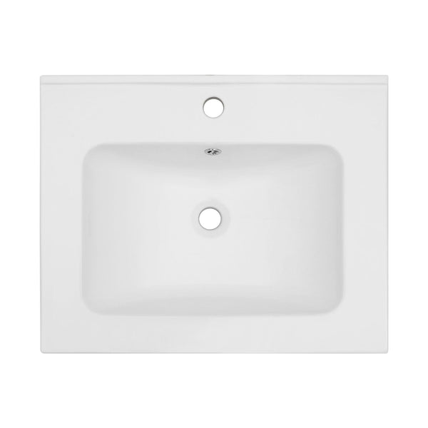Rectangular Single Vanity Top With 1 Faucet Hole And Overflow Ceramic