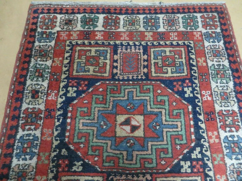 3 '4" X 10' Vintage Handmade Turkish Kazak Caucasian Wool Runner Rug Red Nice by Jewel Rugs