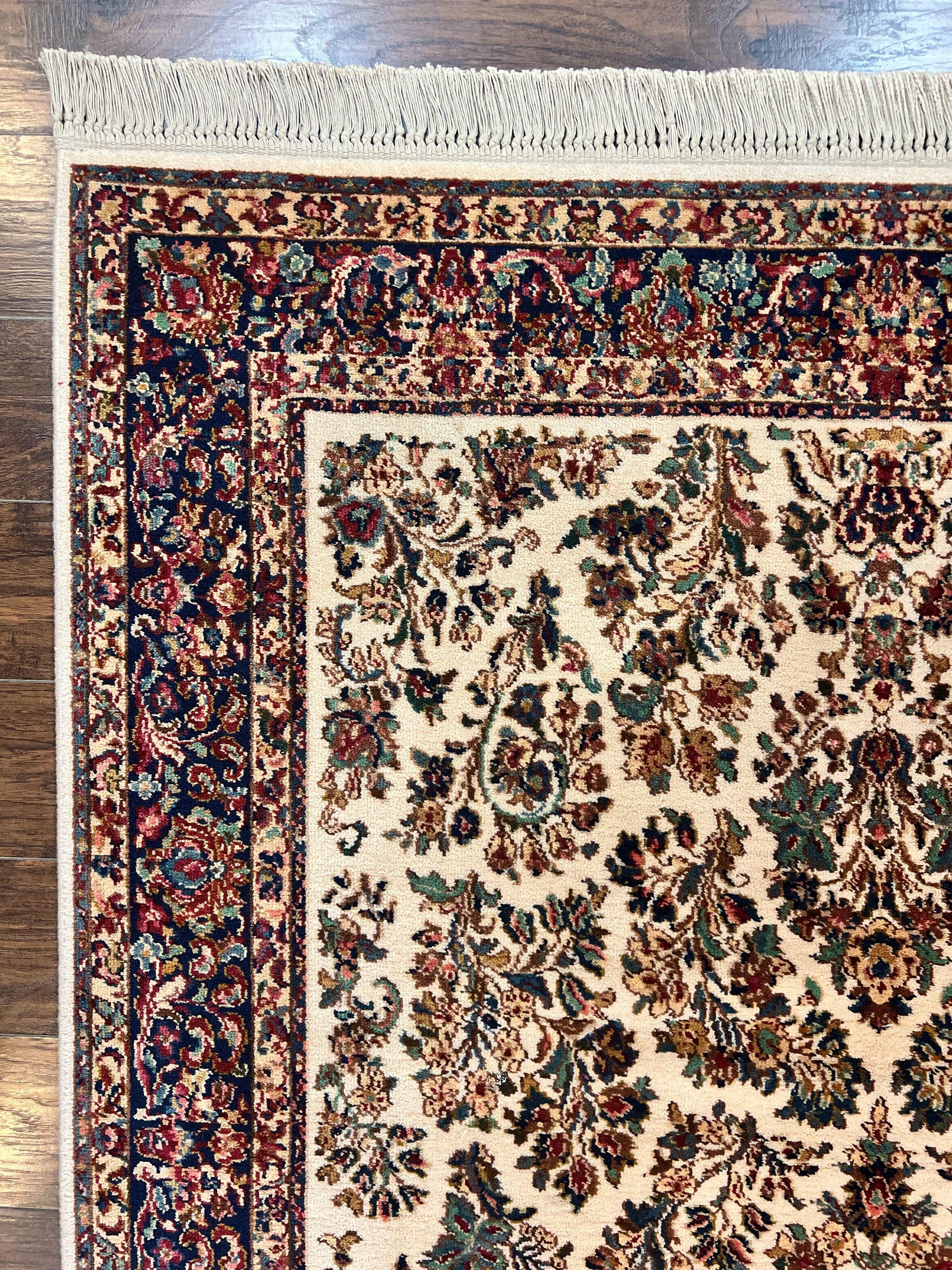 Karastan Rug 5.9 x 9, Ivory Sarouk #760, Wool Vintage Original Collection 700 Series by Jewel Rugs