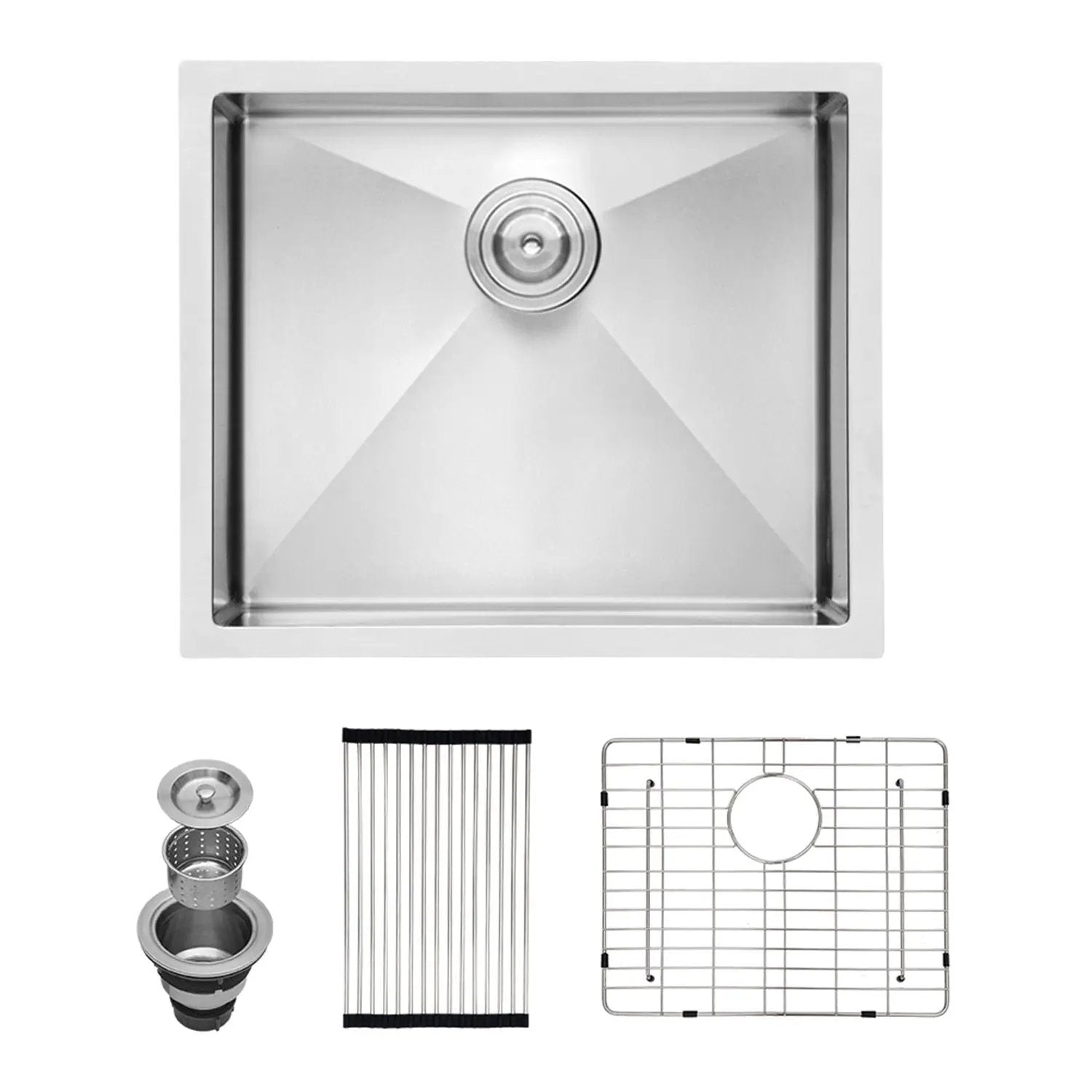 Undermount Steel Kitchen Sink, Deep Single Bowl Basin by HouseOfZazla