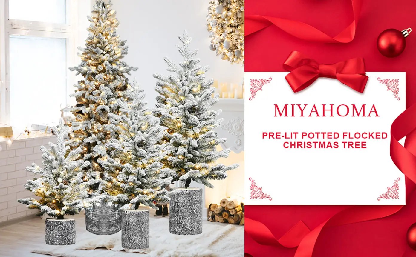 2FT Flocked Christmas Tree with Pot Base by HouseOfZazla