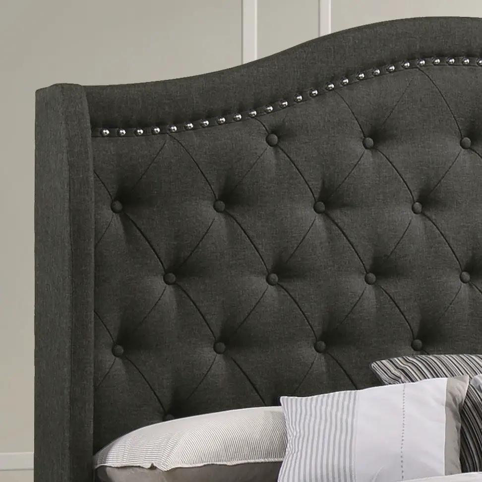 Sonoma Upholstered Queen Wingback Bed Grey by Unique Piece Furniture