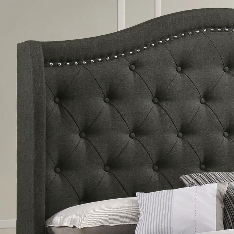 Sonoma Upholstered Queen Wingback Bed Grey by Unique Piece Furniture