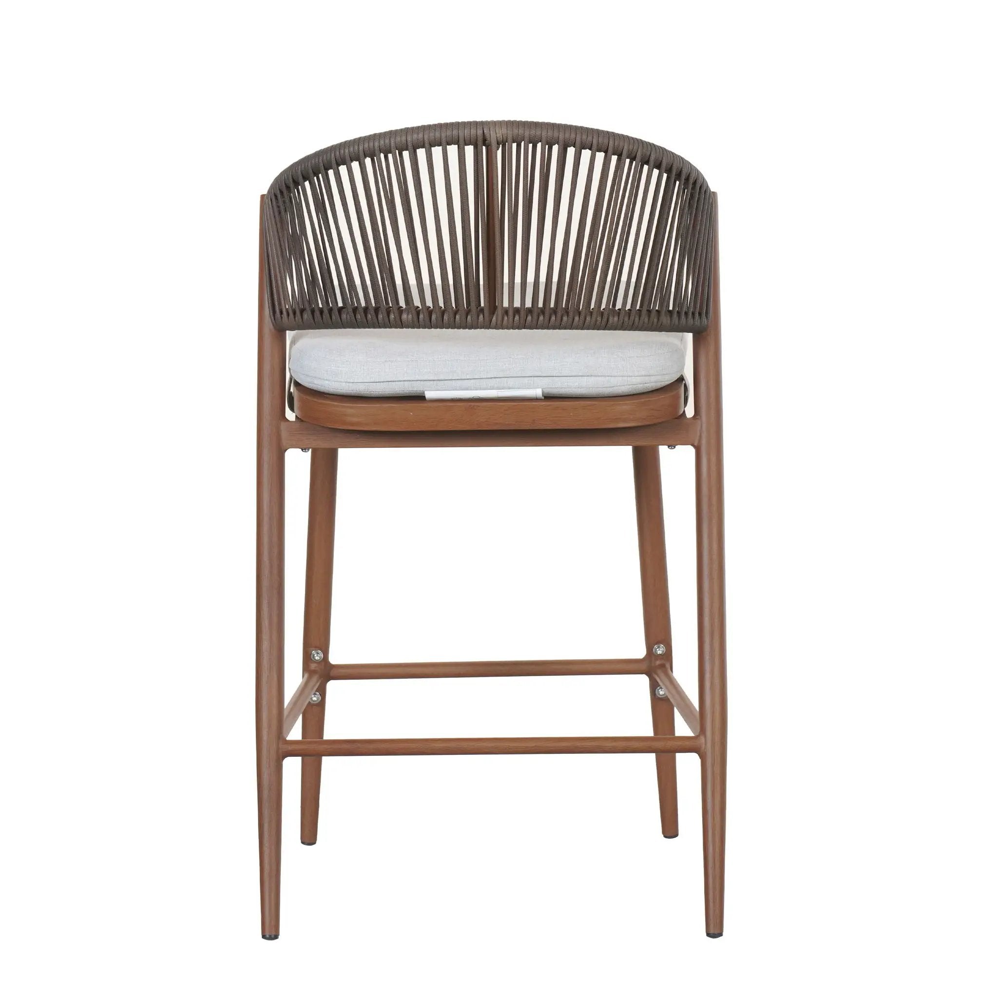 Outdoor 26" Counter Height Metal Frame Counter Stools With Scallop Shaped Backrest & Water Resistant Cushions by HouseOfZazla