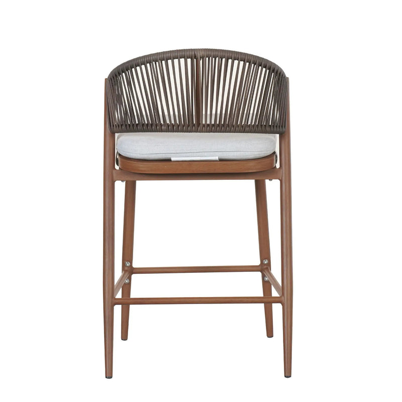 Outdoor 26" Counter Height Metal Frame Counter Stools With Scallop Shaped Backrest & Water Resistant Cushions by HouseOfZazla