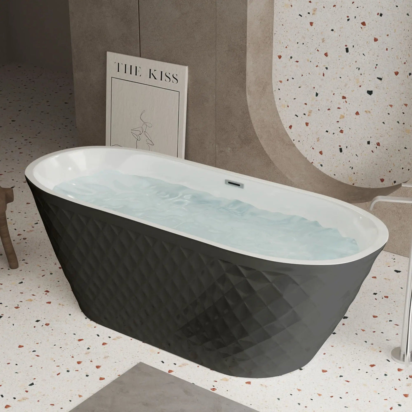 Freestanding Bathtub With Diamond Pattern Design by HouseOfZazla