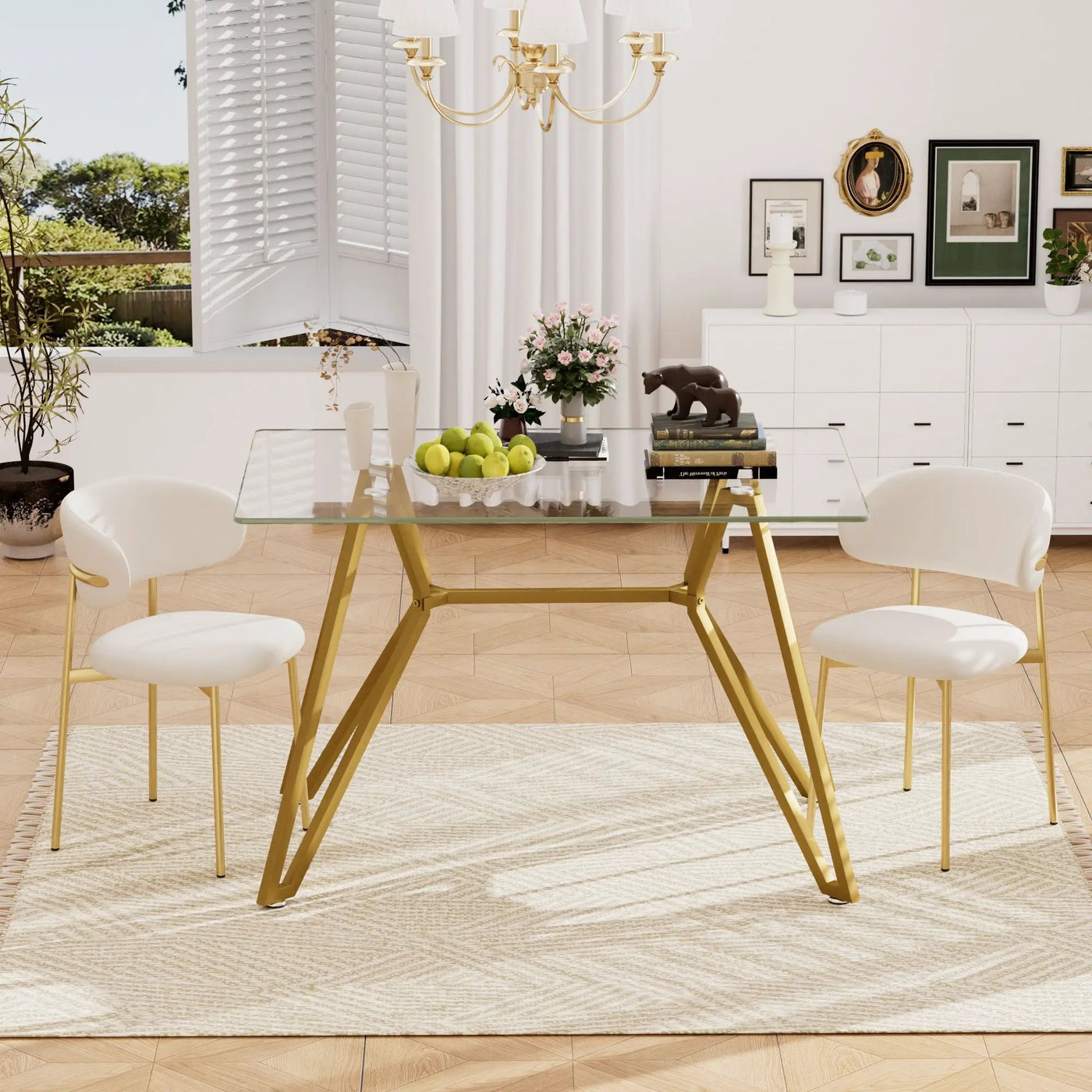 Modern Glass Dining Table With Metal Legs by Unique Piece Furniture