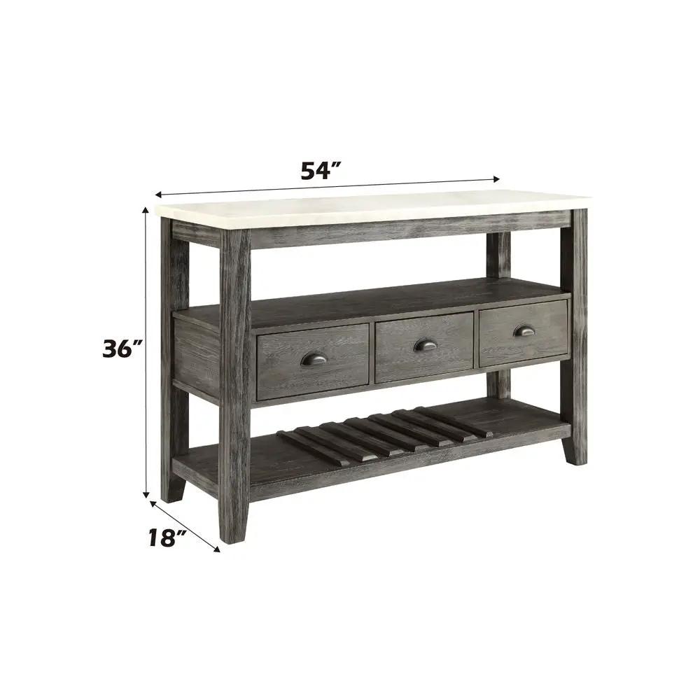 Merel - Server - White Marble Top & Gray Oak by Unique Piece Furniture