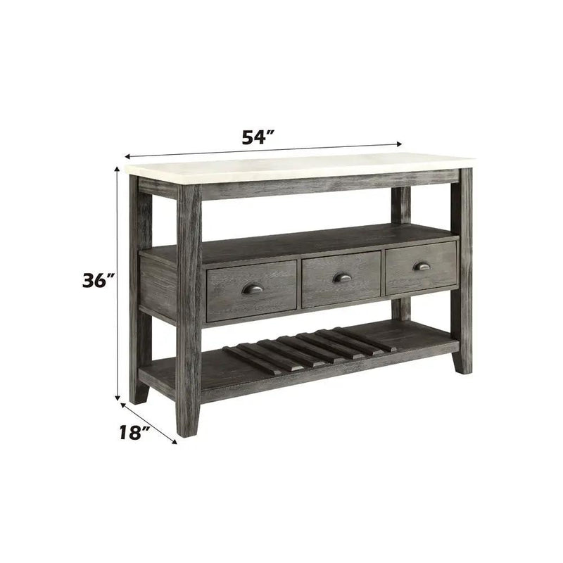Merel - Server - White Marble Top & Gray Oak by Unique Piece Furniture