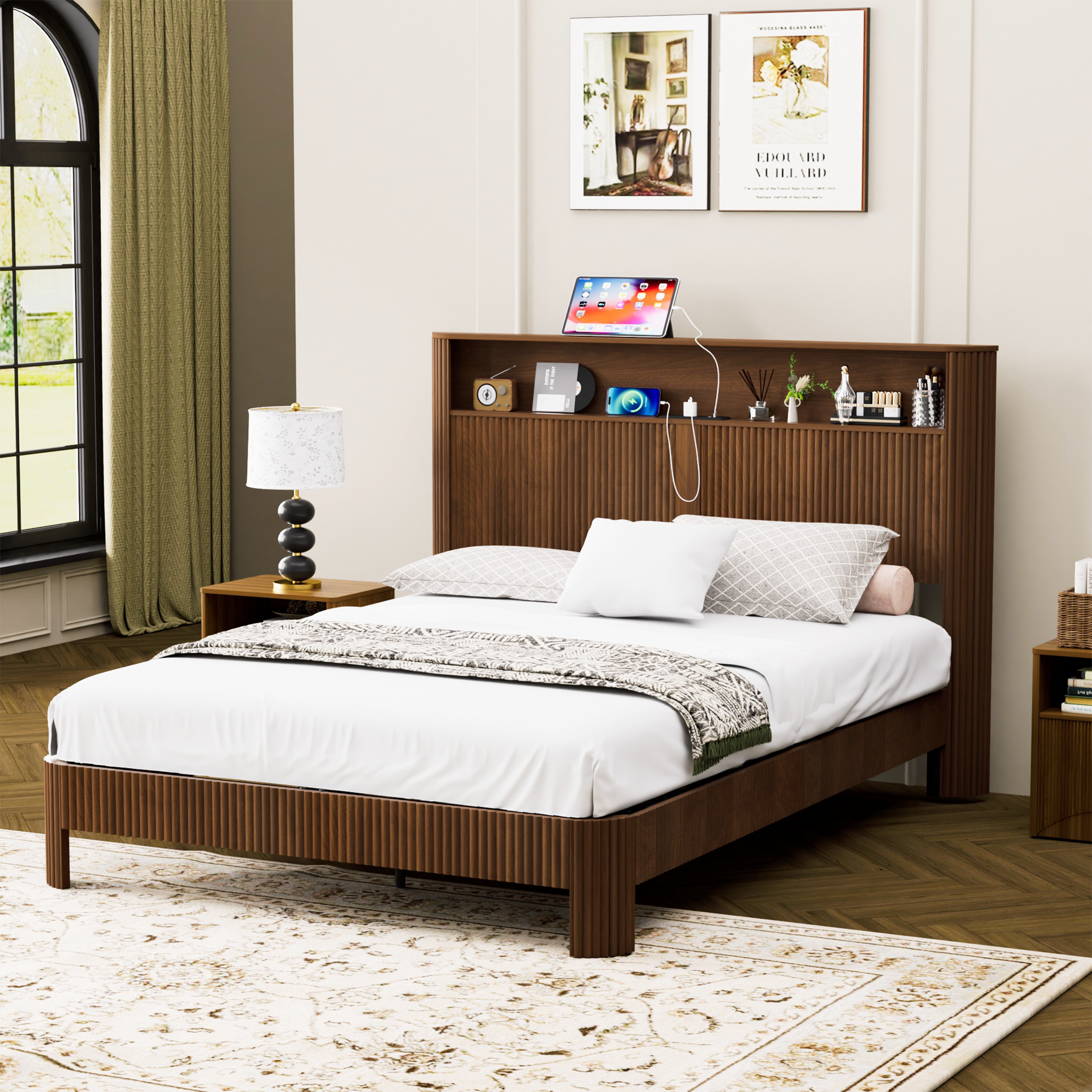 Queen Size Bed Frame With Storage Headboard by HouseOfZazla