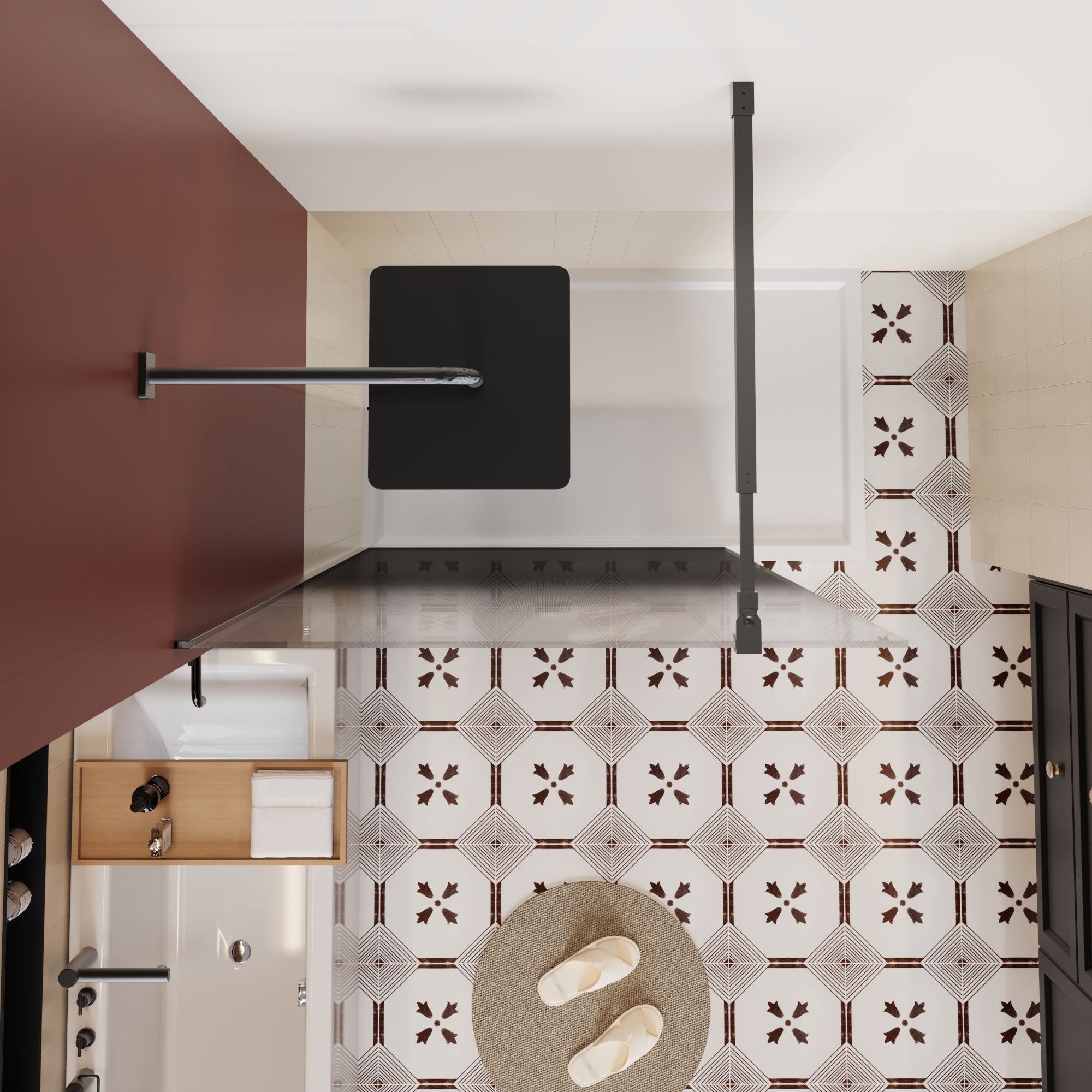 Gradient Shower Door With Handle - Matt Black by HouseOfZazla