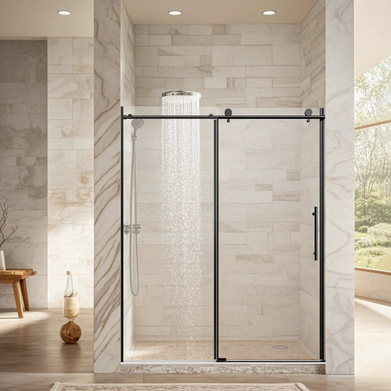 56-60" W x 76" H Stainless Steel Frameless Sliding Shower Door by HouseOfZazla