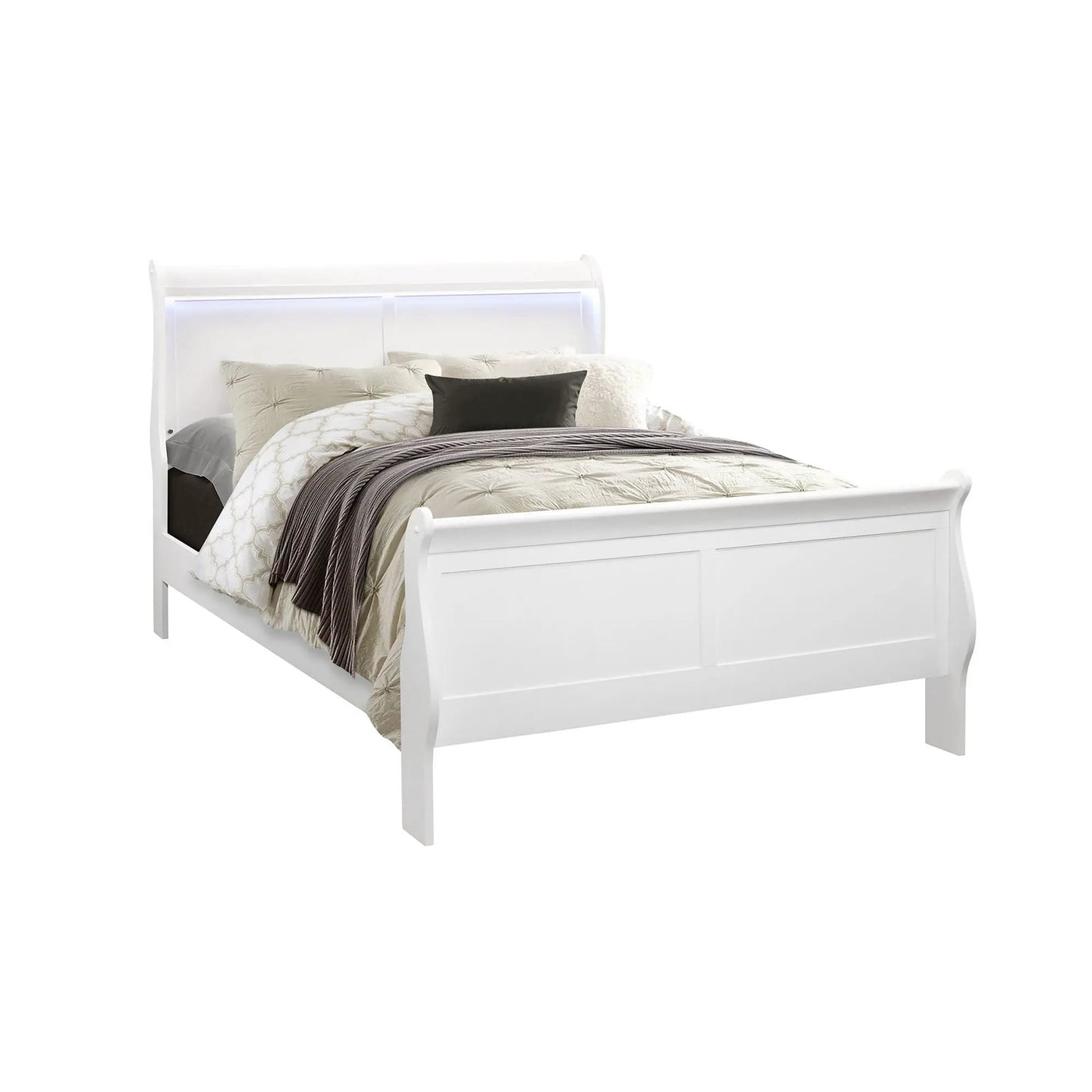 Charlston - Modern Sleigh Design Bed With LED by Unique Piece Furniture