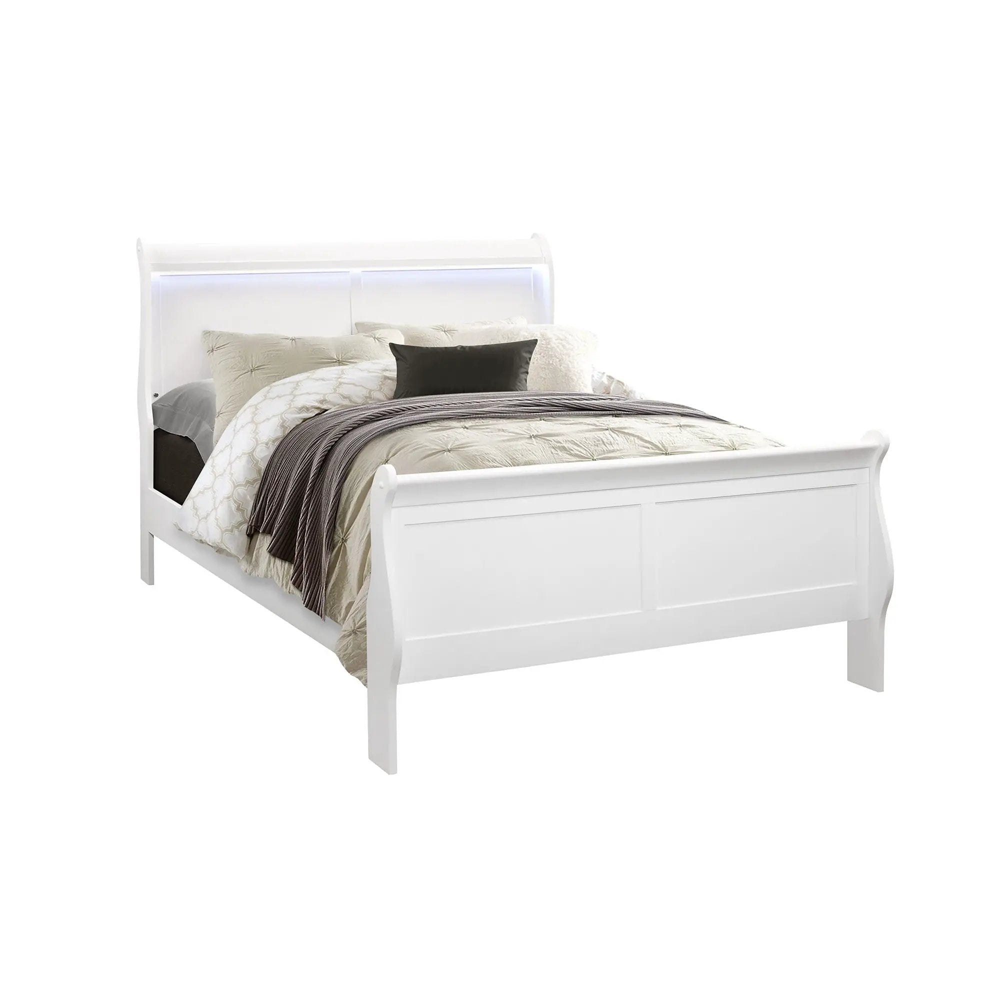 Charlston - Modern Sleigh Design Bed With LED by Unique Piece Furniture