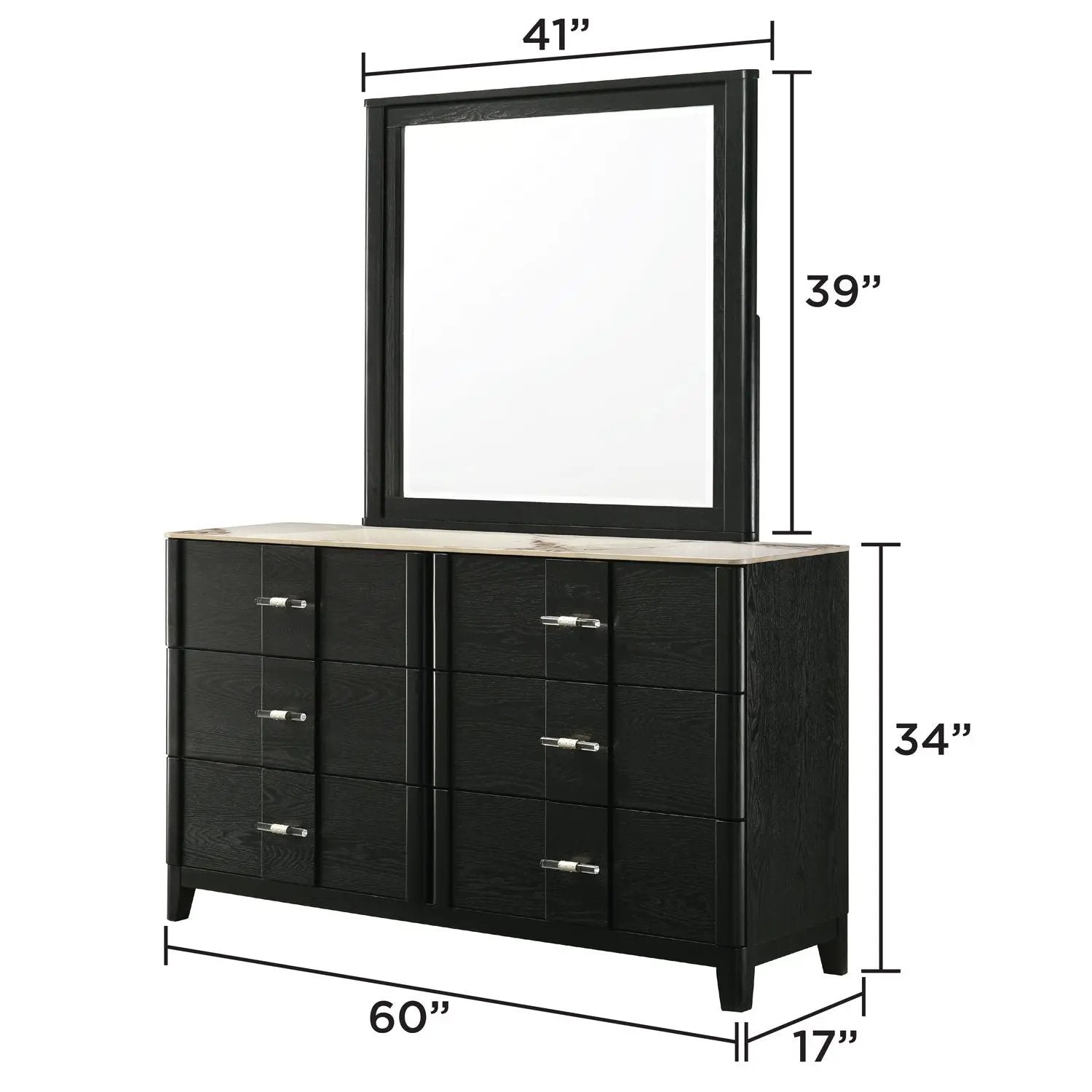 Opel - 6 Drawer Dresser - Black by HouseOfZazla