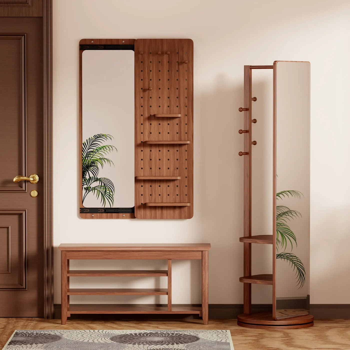 Wall Mounted Full Length Mirror With Shelf And Hook by Unique Piece Furniture