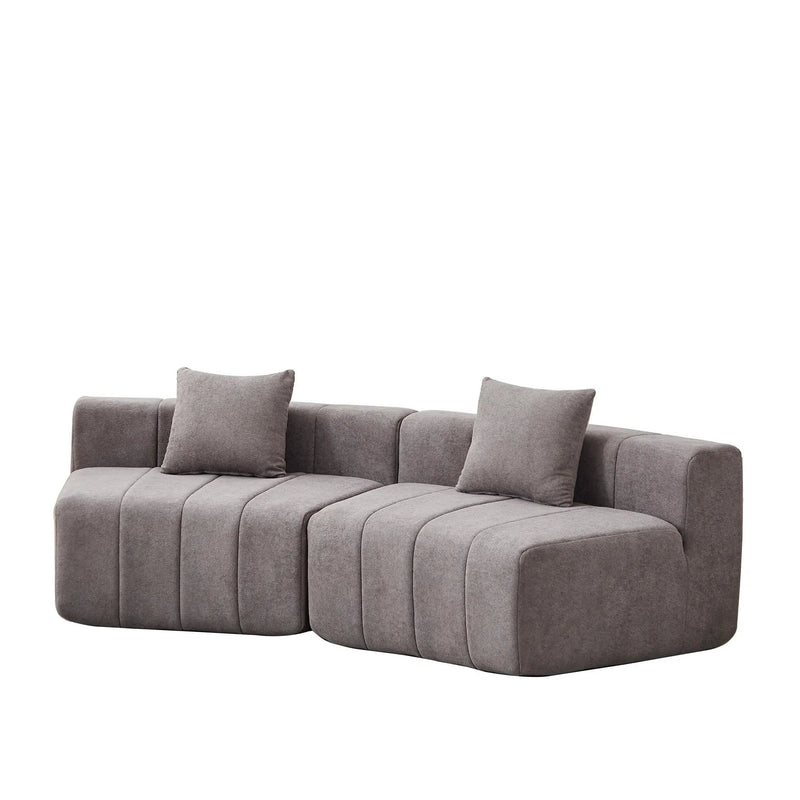 Curved Sectional Sofa With 2 Pillows For Living Room - Gray by HouseOfZazla
